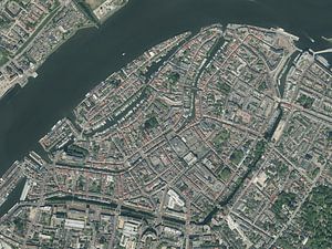 Vue aérienne du centre ville de Dordrecht sur Maps Are Art