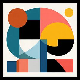 Geometrisch abstract kunstwerk in retro vormen van STUDIO ARTSY