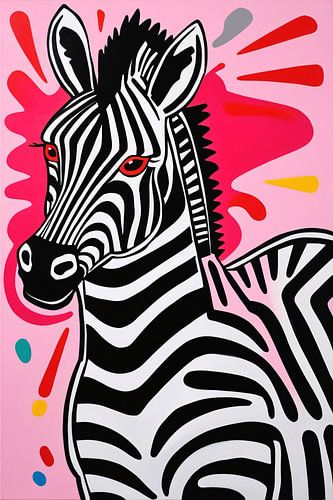 Dynamisch pop-art zebra schilderij