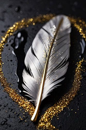 Zilveren veer met gouden accenten