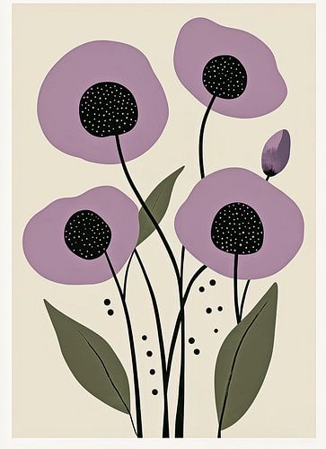 Paarse Klaprozen in Marimekko Stijl