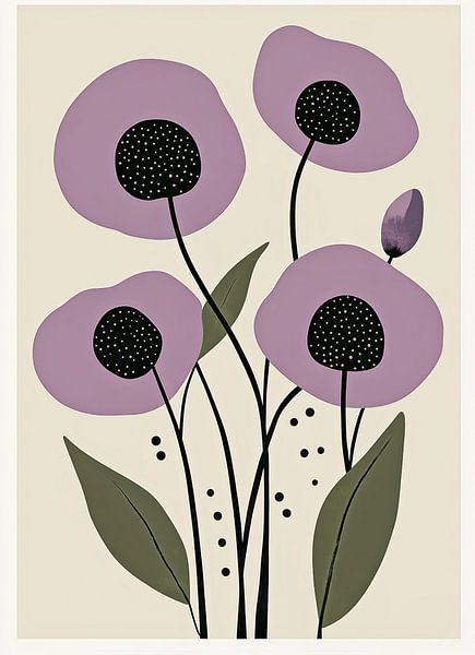 Lila Mohnblumen im Marimekko-Stil von Danny van Eldik - Perfect Pixel Design