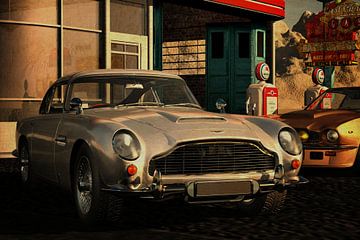 Aston Martin DB5 on a route 66 station