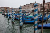 Gondeln mit blauen Segeln im Hauptkanal in Venedig, Italien. von Joost Adriaanse Miniaturansicht