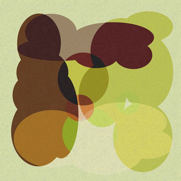Abstract in bruin terracotta groen tinten van Maurice Dawson