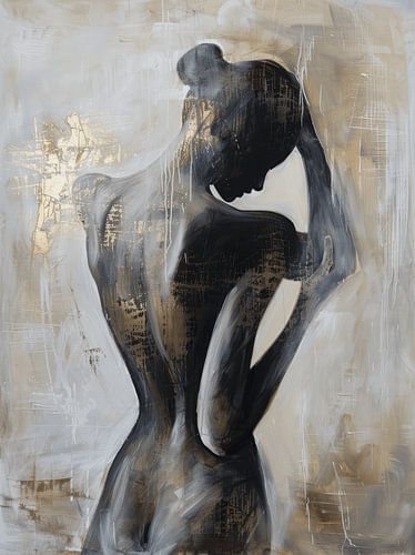 Modern vrouwelijk naakt met gouden accenten