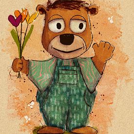 Beer met hart bloemetjes. van Plus Passie