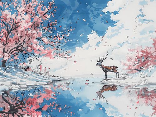 Cerf sous Sakura