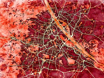 Kaart van Wenen in de stijl 'Amber Autumn' van Maporia