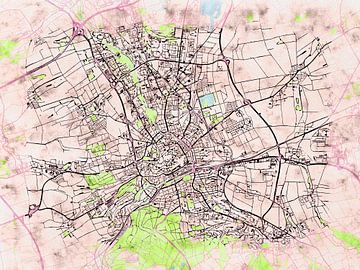 Kaart van Erfurt in de stijl 'Soothing Spring' van Maporia