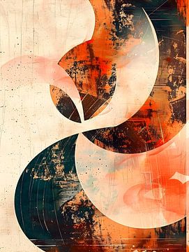 Abstract duotone patroon in aardkleuren, herfst, geometrie van Jan Bechtum