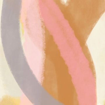 Moderne vormen en lijnen abstracte kunst in pastelkleuren nr 3_3 van Dina Dankers