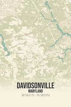 Vintage landkaart van Davidsonville (Maryland), USA. van MijnStadsPoster