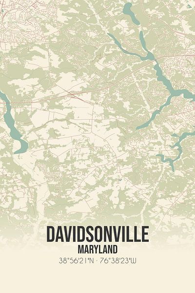 Vintage map of Davidsonville (Maryland), USA. by Prints of Place