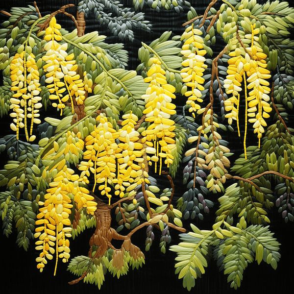 Embroidery needlework lush laburnum tapestry by gm_designs