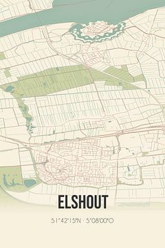 Vintage landkaart van Elshout (Noord-Brabant) van Rezona