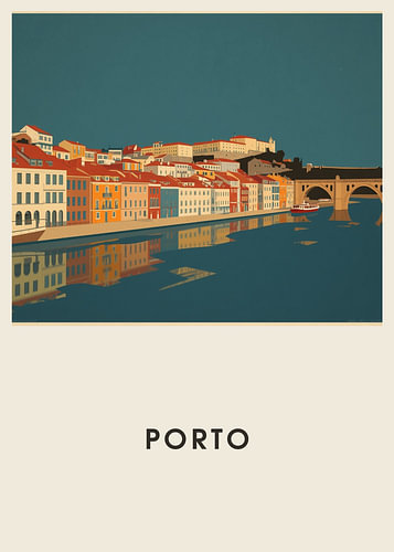 Porto – Reiseposter Mid-Century