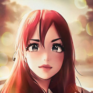 Manga vs realistisch meisje met rode haren