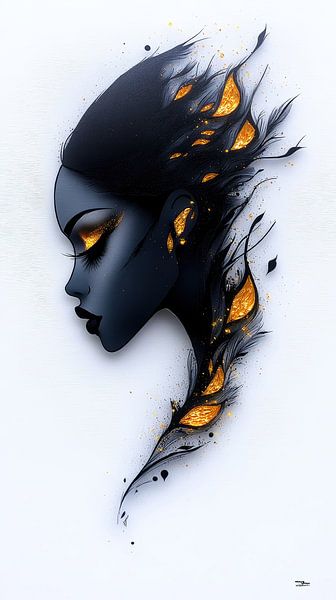 Women's portraits in Paper, Gold and Multicolour by Gelissen Artworks