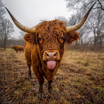 Karaktervol uiterlijk van een roodharig hoogland rund van MArt