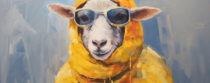 Mouton à la mode | Portrait d'animal par Art Merveilleux