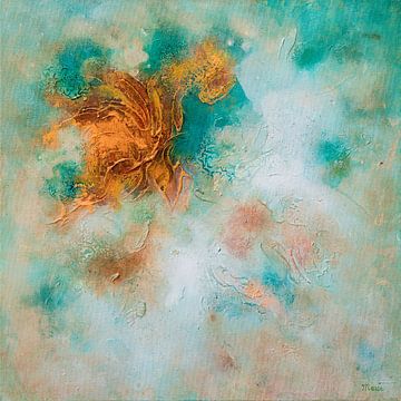 Abstract in Turquoise and Yellow by Maria Meester