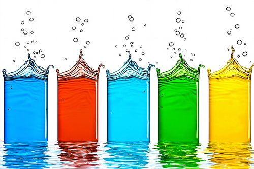 Kleurrijke spatten van water