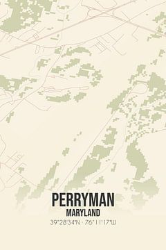 Vintage landkaart van Perryman (Maryland), USA. van MijnStadsPoster