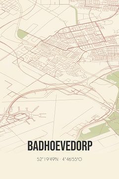 Vintage landkaart van Badhoevedorp (Noord-Holland) van MijnStadsPoster