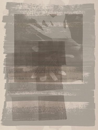 Art abstrait. Formes organiques et géométriques en gris et taupe.