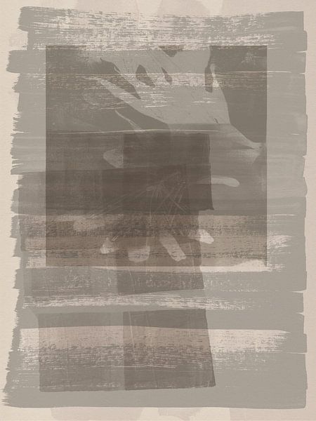 Abstract art. Organic and geometric shapes in grey and taupe. by Dina Dankers