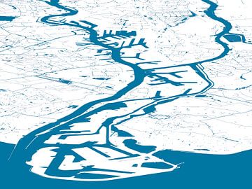 Hafenkarte Rotterdam - blau und weiß von Frans Blok