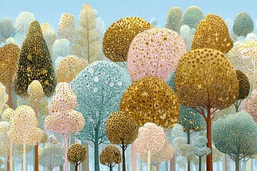 Bomen in Pastel | Playful Tree Dance van I ❤ Bloemen