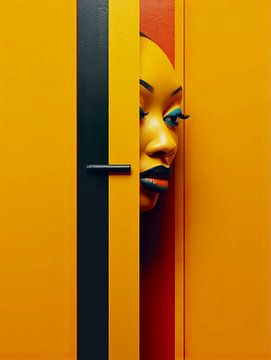 Afrikaanse vrouw met geel. van PixelPrestige
