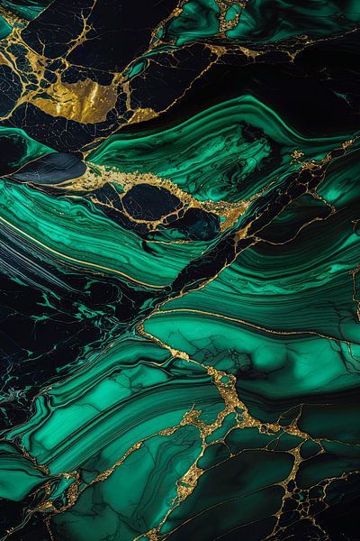 Marmer goud zwart 1 van Digitale Schilderijen