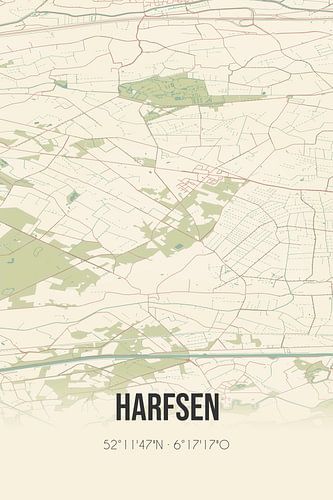 Vintage landkaart van Harfsen (Gelderland)
