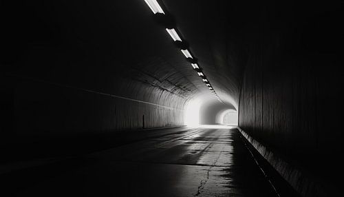 Tunnel zwart - wit panorama