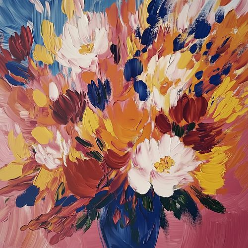 Farbexplosion auf Rosa und Blau