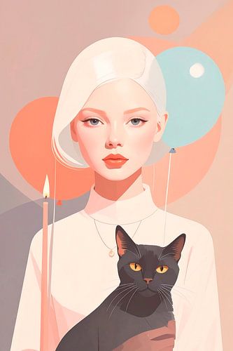 Modern woman with her cat