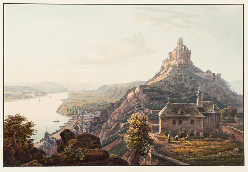 Vue du château de Marksburg vers Braubach, Johann Ludwig Bleuler par Des maîtres magistraux
