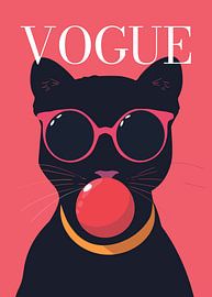 panther stylish wearing sunglasses blowing pink bubble gum vogue poster by Cross