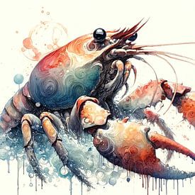 Kleurrijke kreeft aquarel van Chromatic Fusion Studio