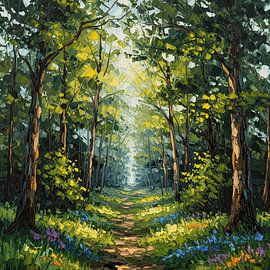 Der Weg zur verwunschenen Lichtung: Eine impressionistische Waldlandschaft mit einer strukturierten Palettenmessertechnik