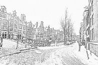 Pentekening van besneeuwd Amsterdam in de winter in Nederland par Eye on You Aperçu