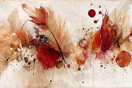 Red Rust Abstract - Poetic, Airy Painting by Joriali Abstract