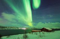 Noorderlicht boven een fjord van Sander Meertins thumbnail