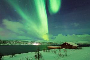 Nordlicht über einem Fjord von Sander Meertins