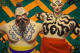 Popart-Porträts-Power-Paare