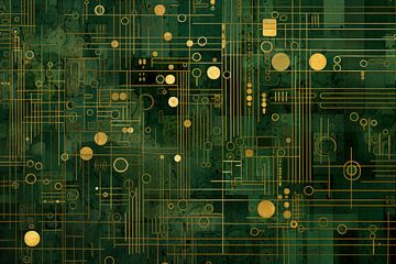 Golden Circuit on Green Background by Whale & Sons
