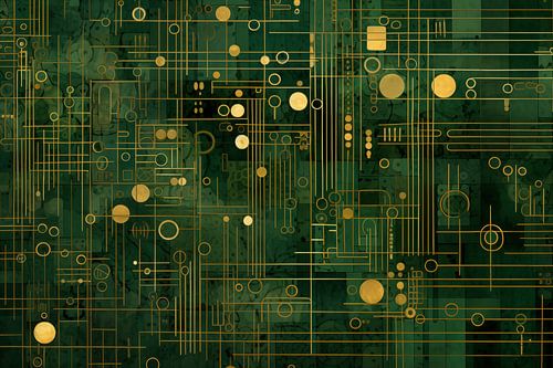 Golden Circuit on Green Background